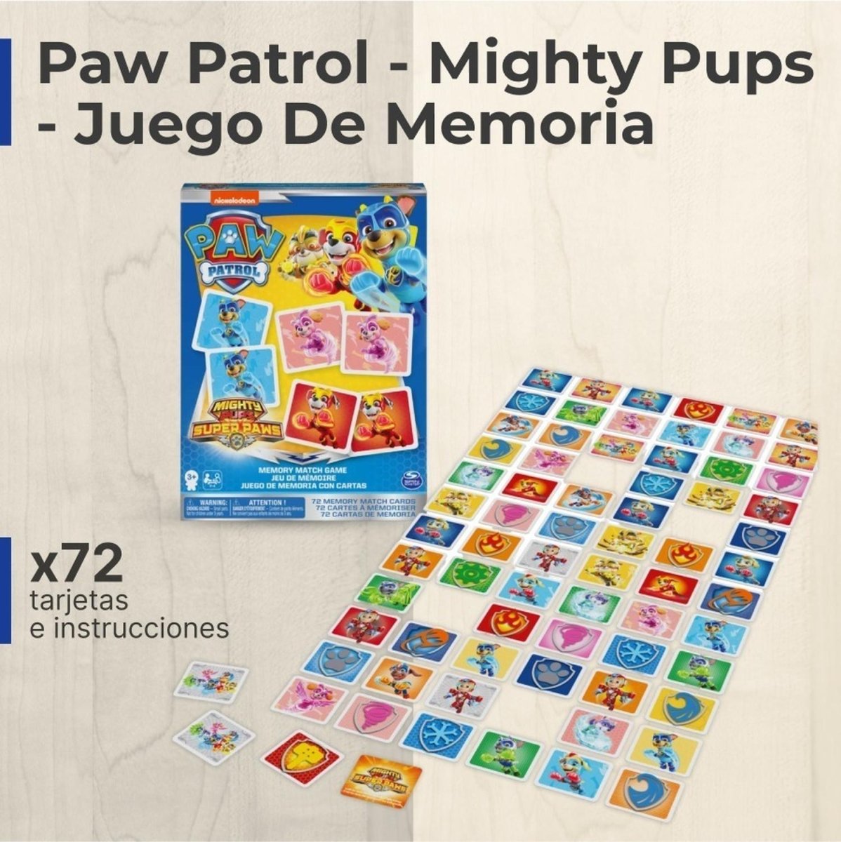 Paw Patrol - Mighty Pups - Juego De Memoria - Spin Master - COMERCIAL BELSAN -