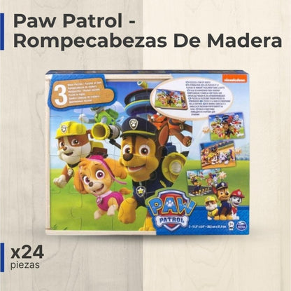Paw Patrol - Rompecabezas De Madera - 3 X 24 Piezas - Paw Patrol - COMERCIAL BELSAN -